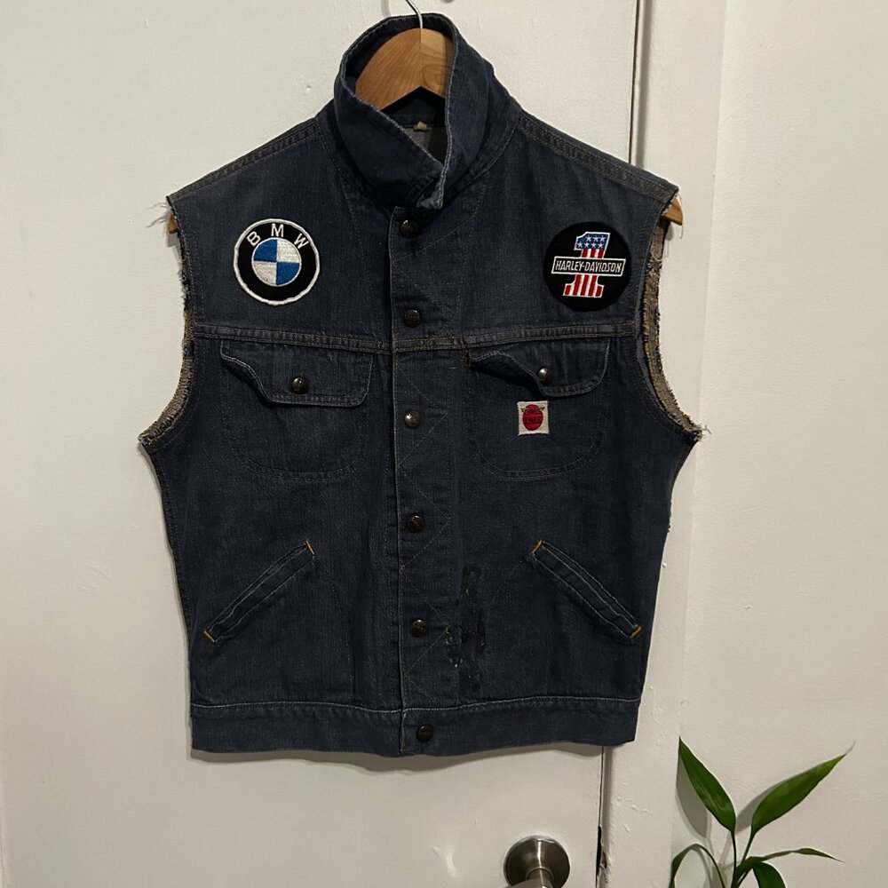 Patchwork denim vest